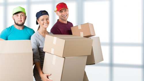 Packed moving boxes ready for local removals in Pondersend